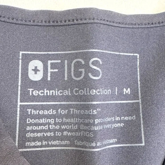 Figs Catarina One Pocket Scrub Top Charcoal V-Neck Colorblock Dark Pocket Medium - Picture 4 of 7